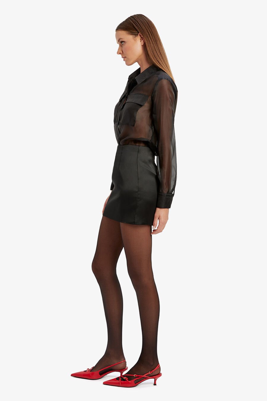 MYA SATIN MINI SKIRT in colour BLACK