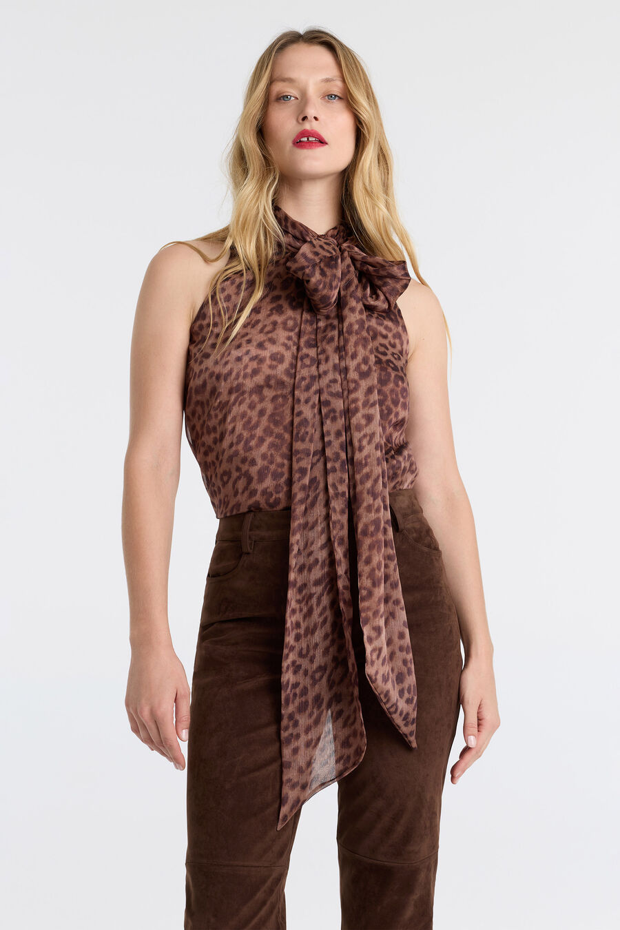 Arlette Neck Tie Printed Top