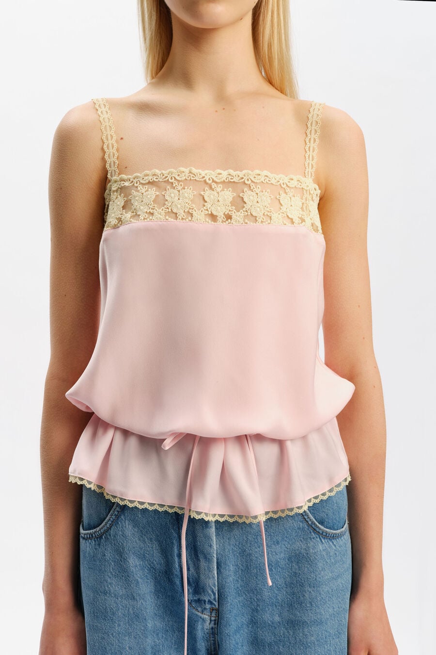Bonita Satin Lace Trim Top