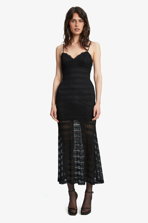 FLYNN LACE DRESS in colour CAVIAR