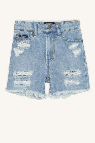 TRASHED DENIM SHORT in colour CITADEL