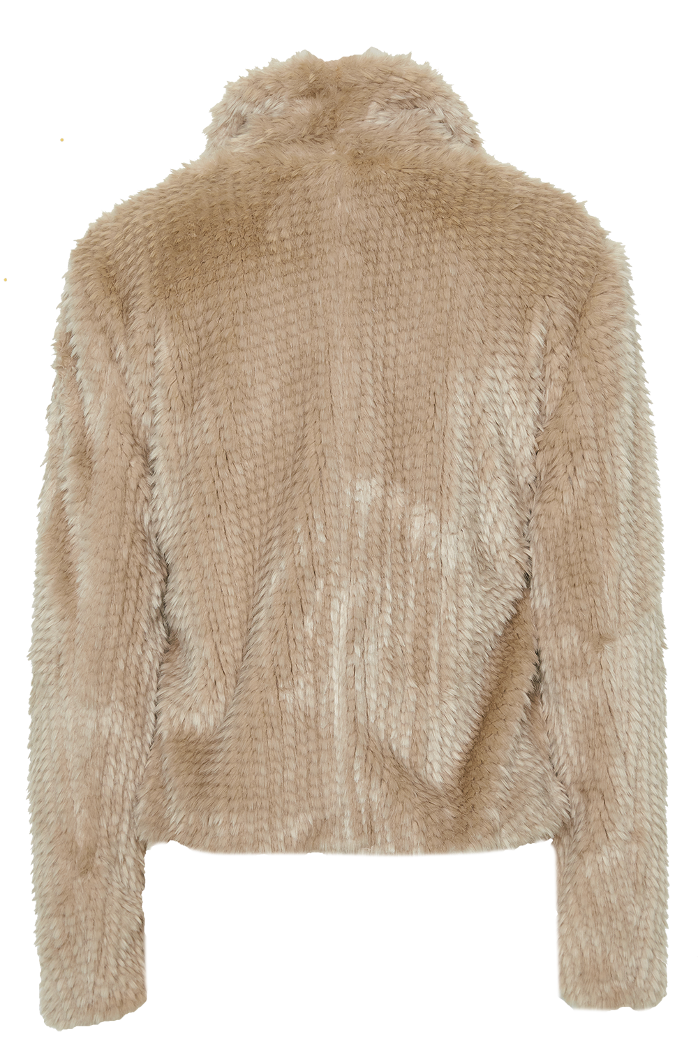Waterfall Faux Fur Jacket in Beige | Bardot