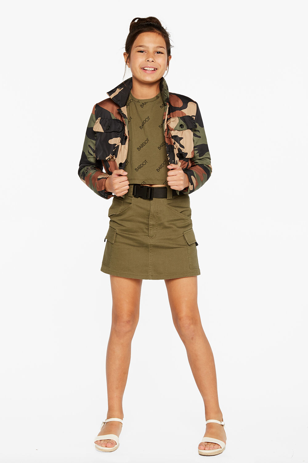 ZELDA CROP BOMBER in colour BURNT OLIVE