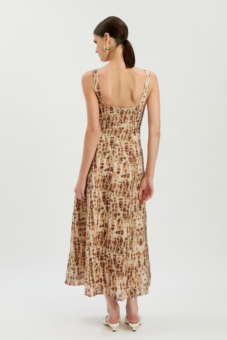 LILAH CORSET MIDI DRESS in colour PEBBLE PRI
