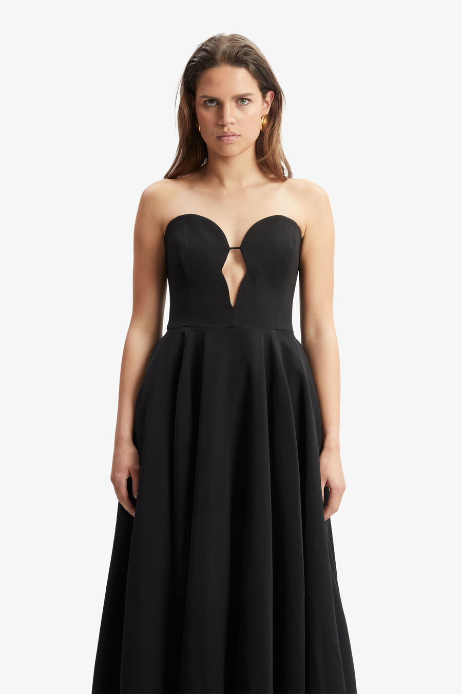 OPAL VOLUME MIDI DRESS in colour BLACK