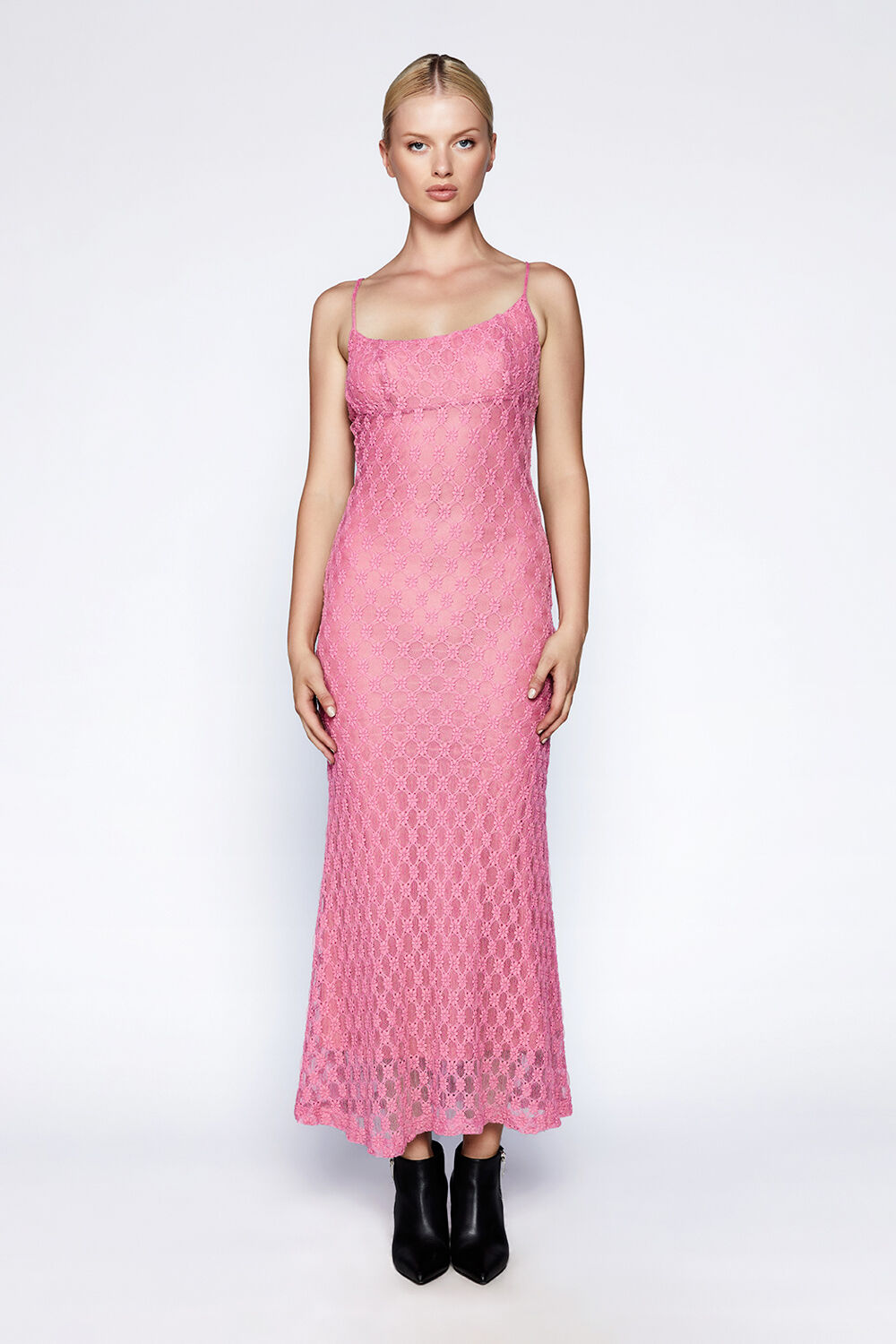 ADONI MESH MIDI DRESS in colour BEETROOT PURPLE