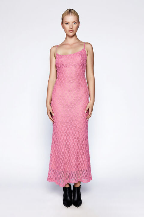 ADONI MESH MIDI DRESS in colour BEETROOT PURPLE