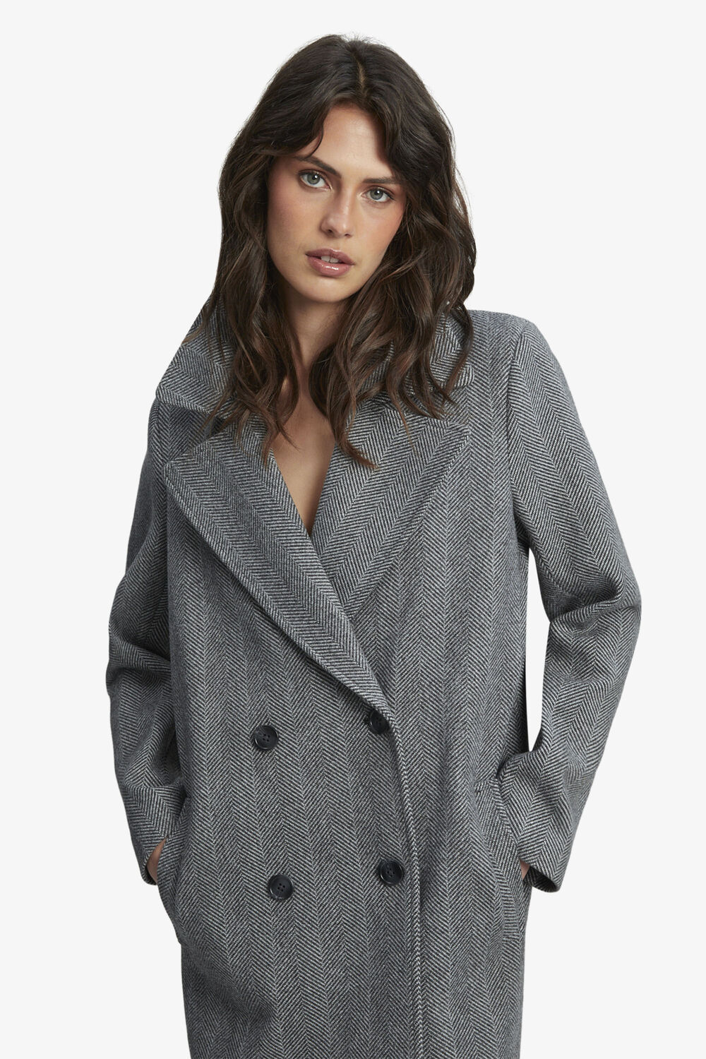 CLASSIC CHEVRON COAT in colour GRAY FLANNEL