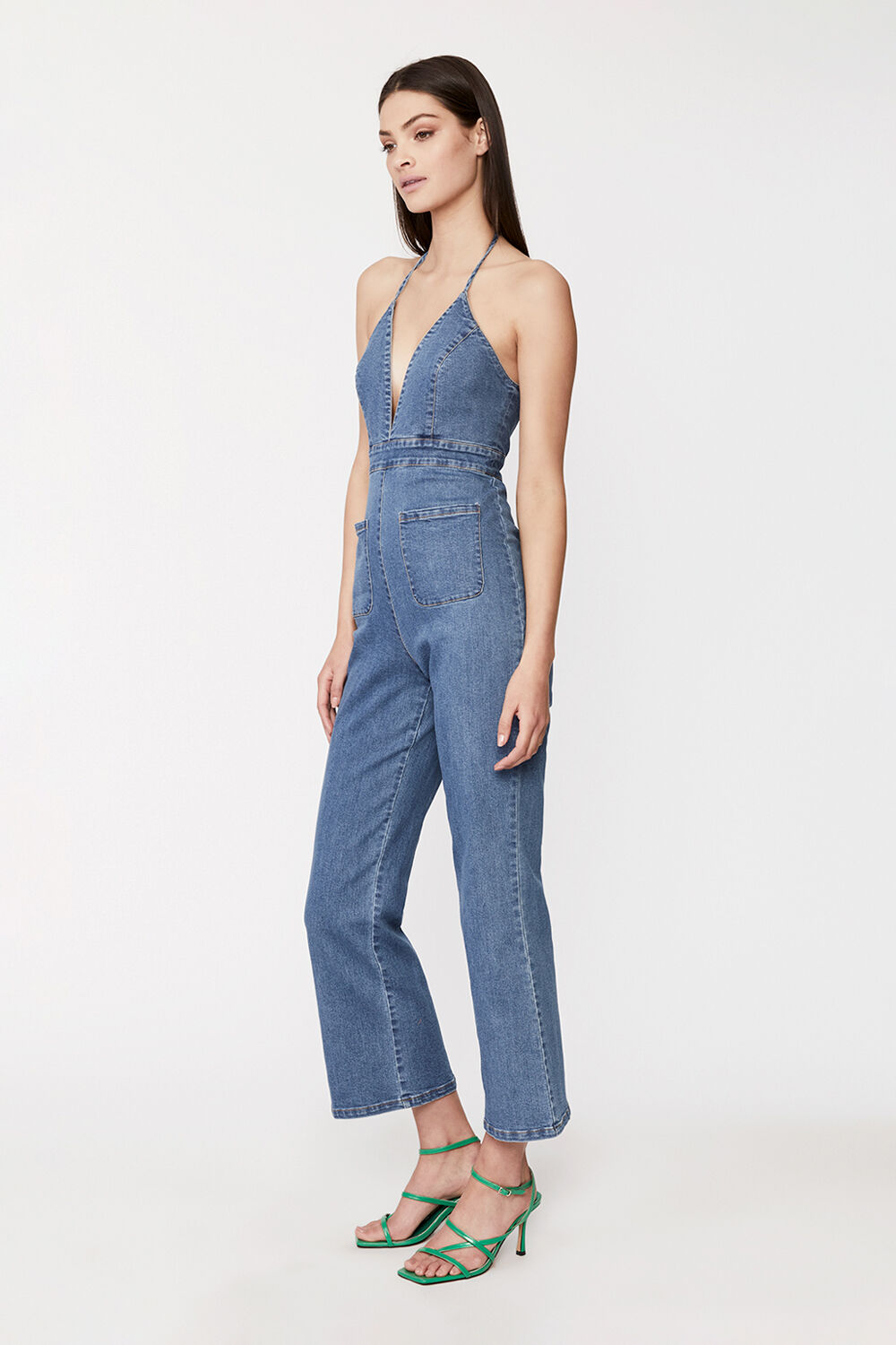 Lina Denim Jumpsuit in Vintage | Bardot