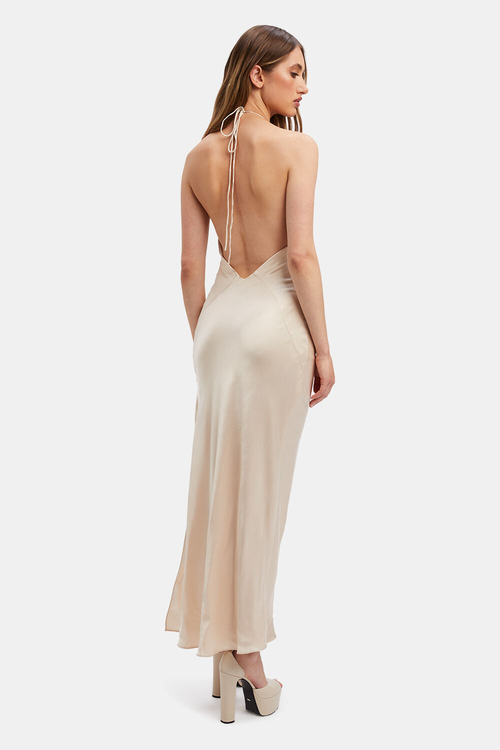 BOSTON SLIP MIDI DRESS in colour WHITE SWAN