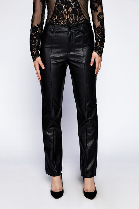 VEGAN LEATHER HIPSTER PANT in colour CAVIAR