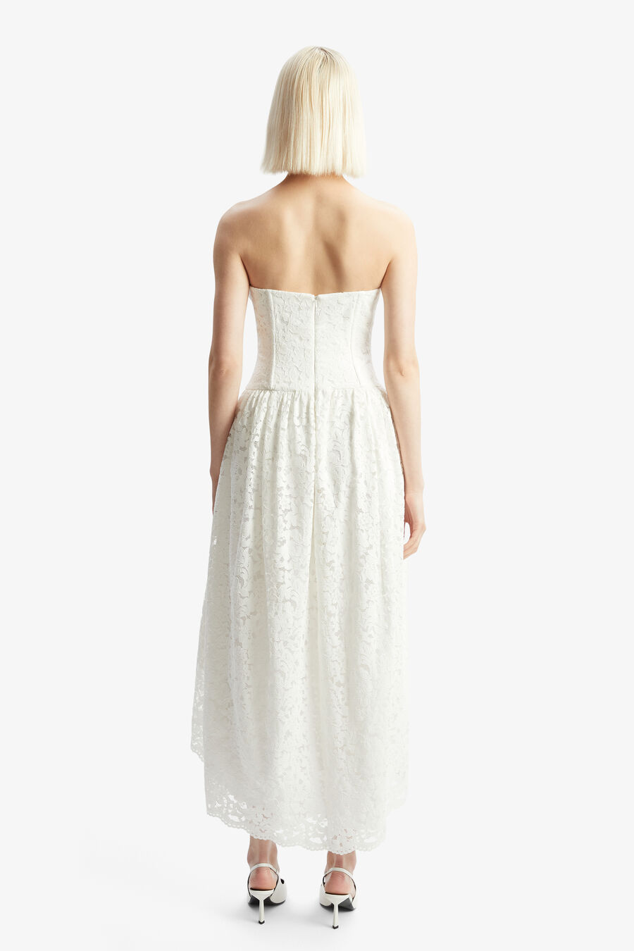 FELICIDAD STRAPLESS LACE DRESS in colour ORCHIDWHT