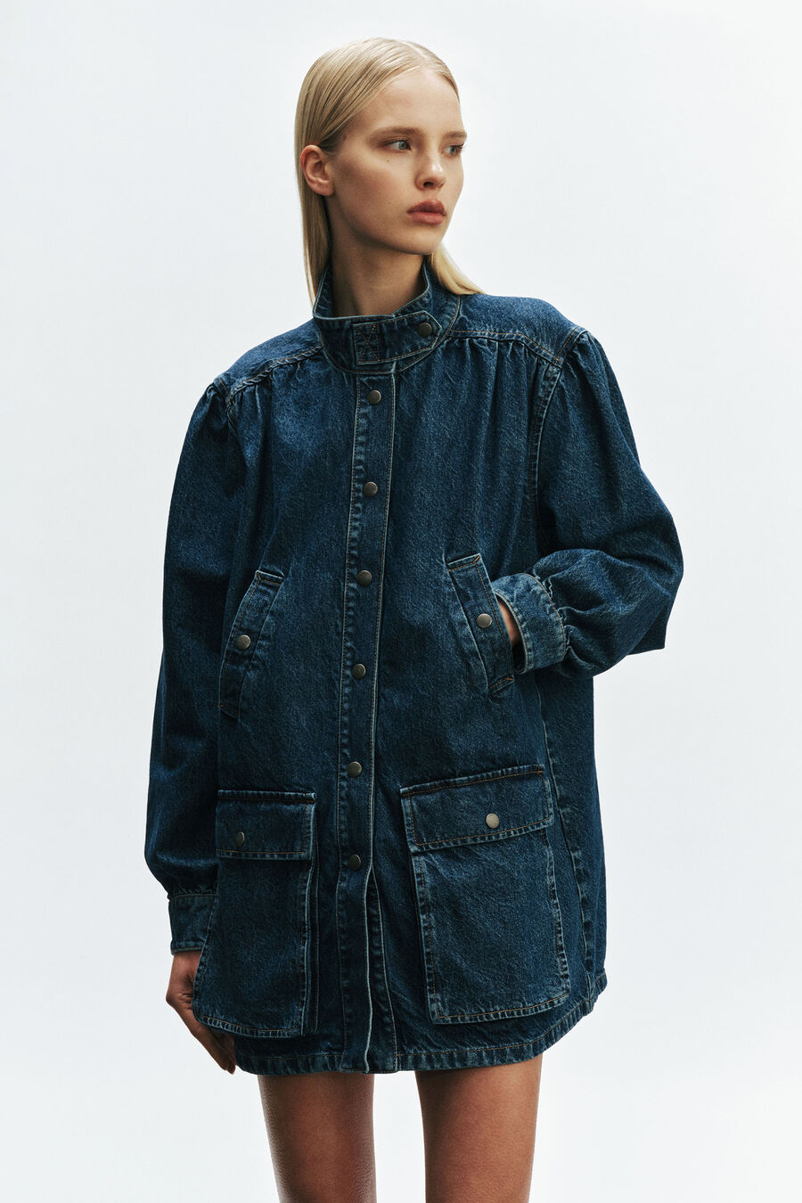 030 Denim Oversized Mini Dress