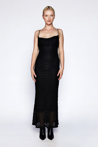ADONI MESH MIDI DRESS in colour CAVIAR