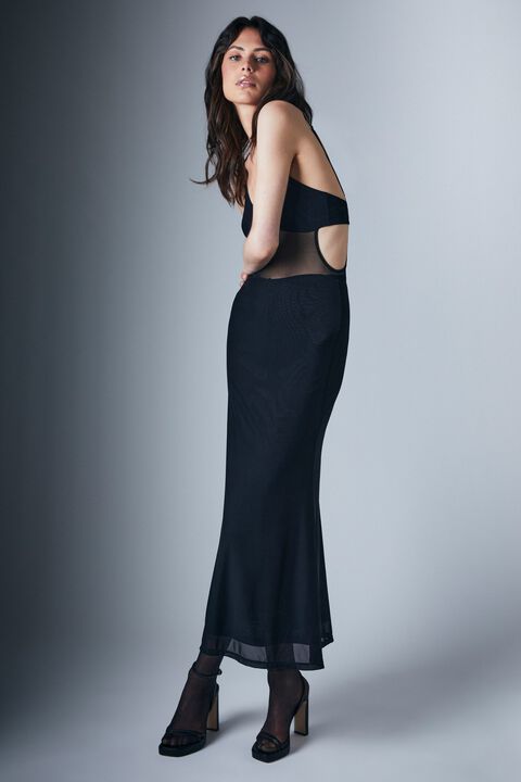 HARLEQUIN MIDI DRESS in colour CAVIAR