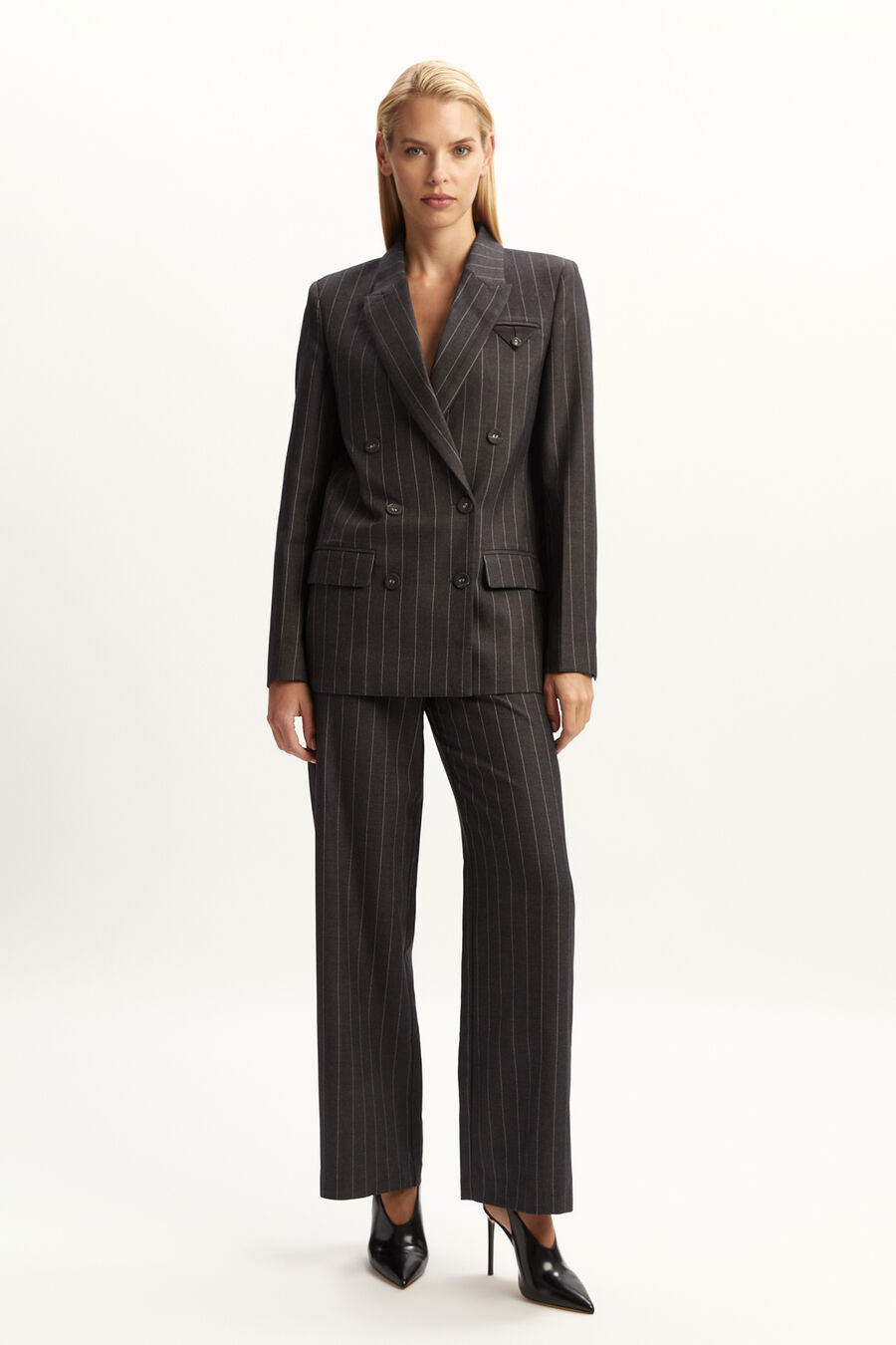 SLOANE PIN STRIPE BLAZER in colour GREY STRIP