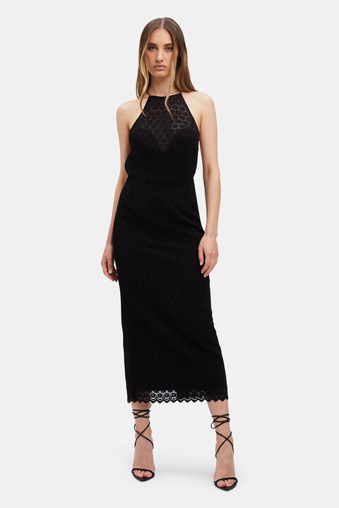 CHAMELEON LACE MIDI DRESS in colour CAVIAR