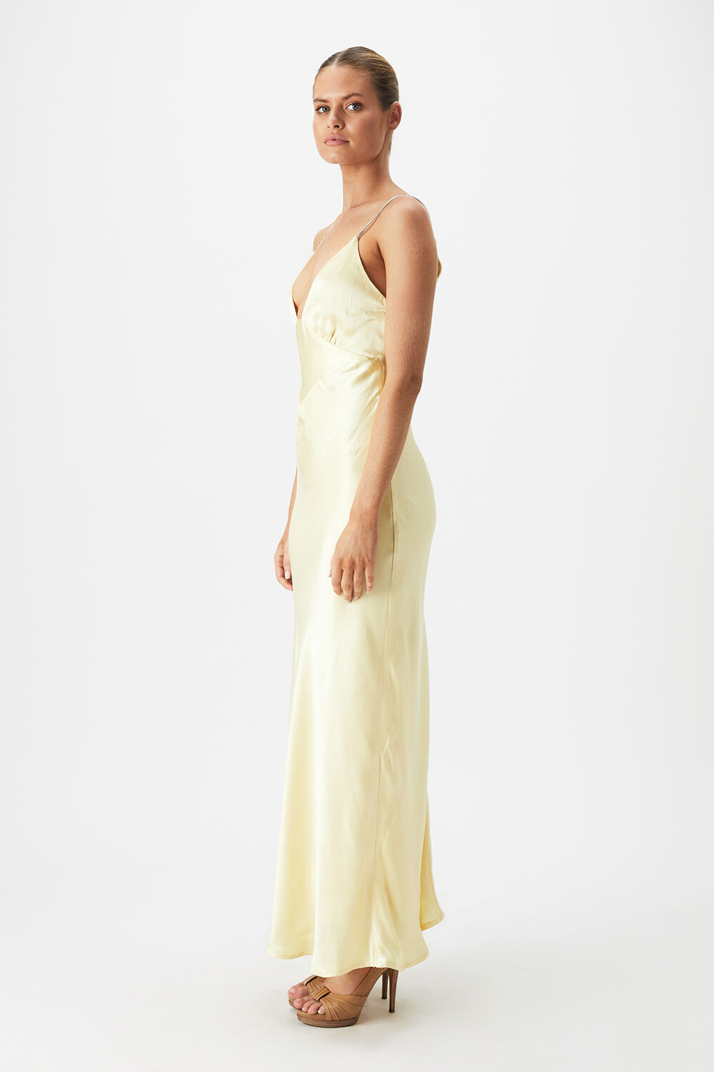 CAPRI DIAMONTE SLIP DRESS in colour LIMELIGHT