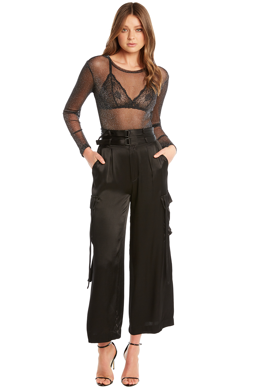 Satin Cargo Pant - Black by Romy. | After Eight
