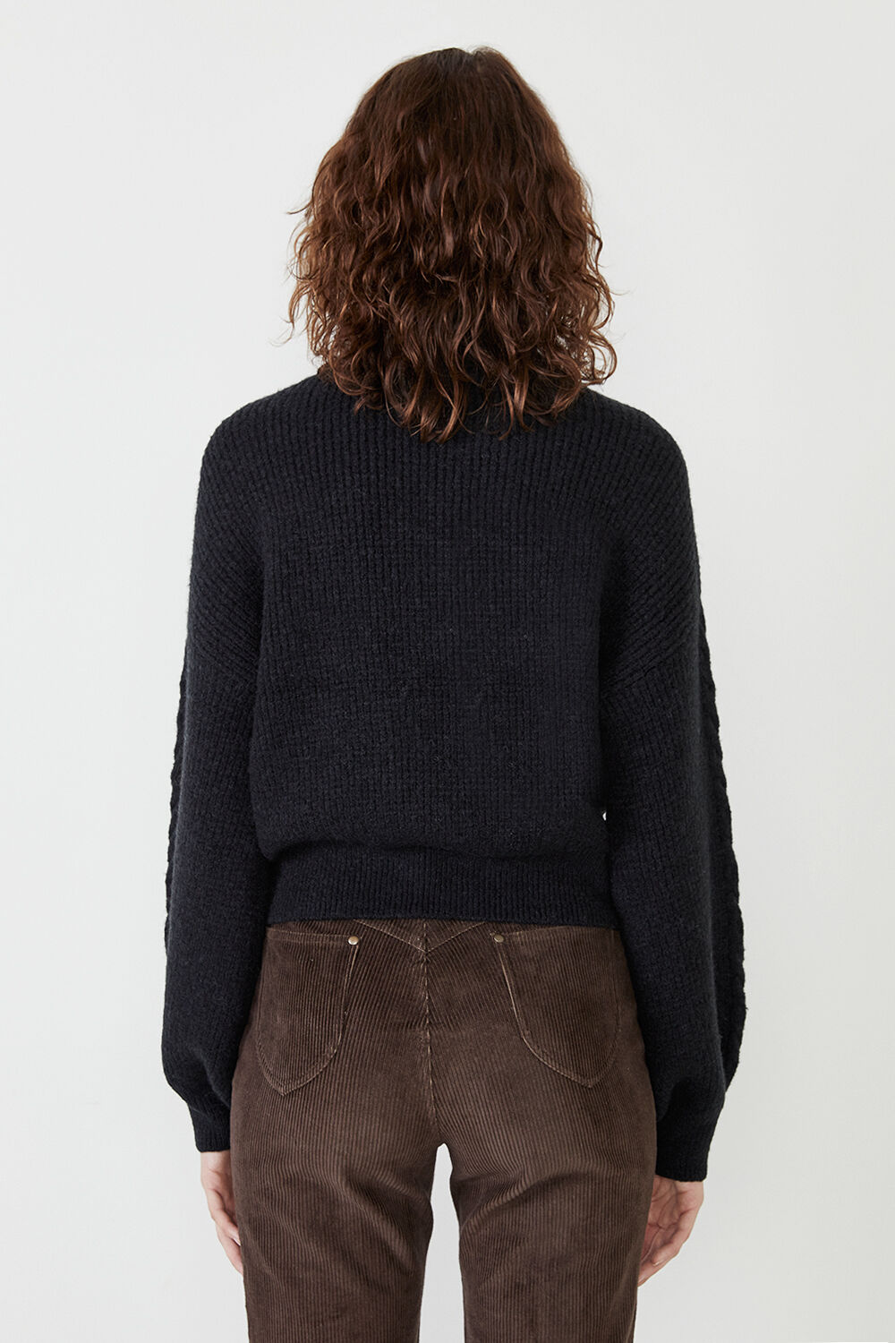 MAYA CABLE KNIT  in colour CAVIAR