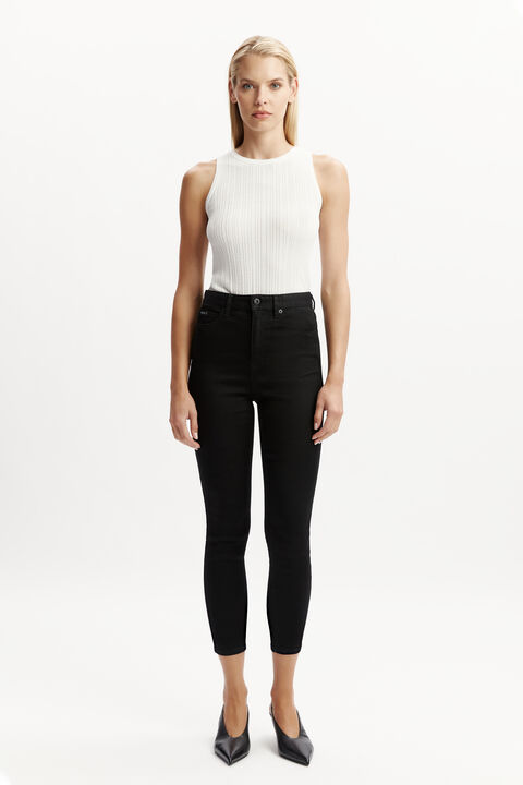 KHLOE HI CROP JEAN in colour CAVIAR