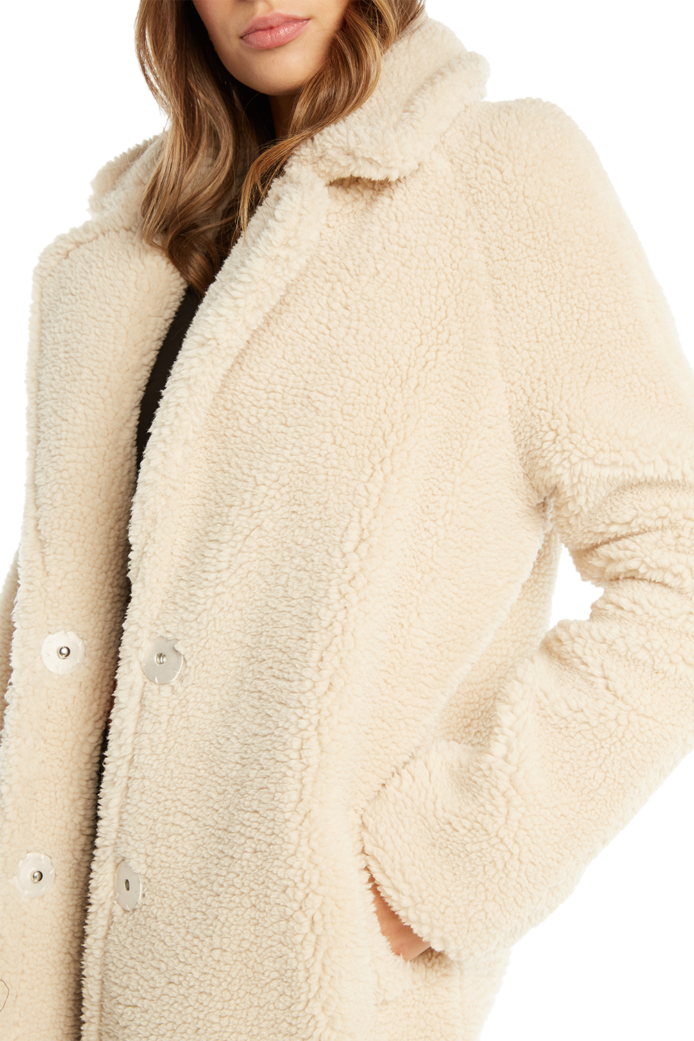 cream teddy long coat