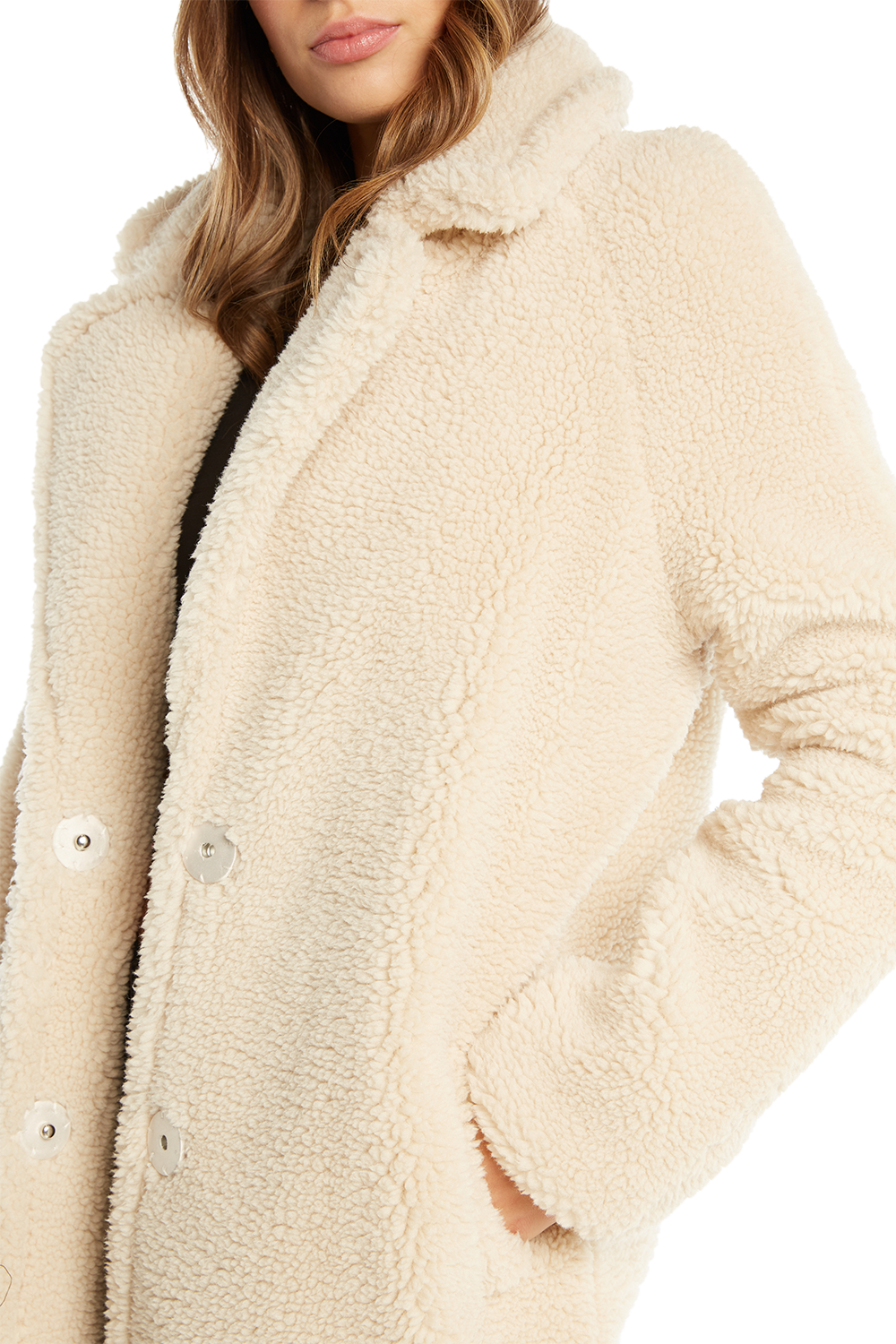 Teddy Long Coat in Ecru Bardot