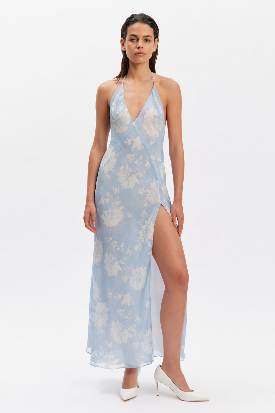 Yve Halter Printed Maxi Dress