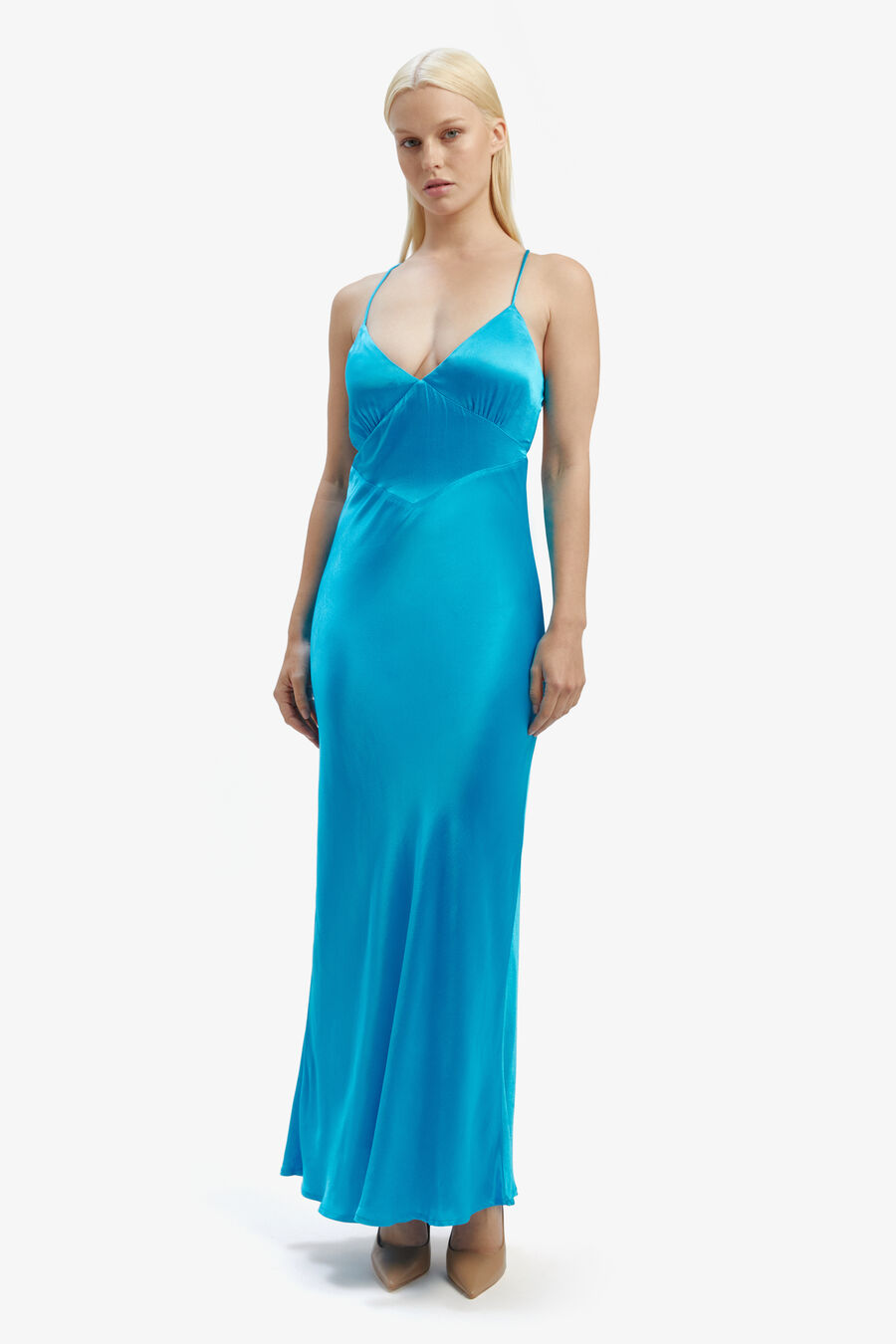 MADELYN MIDI SLIP DRESS in colour MARINE