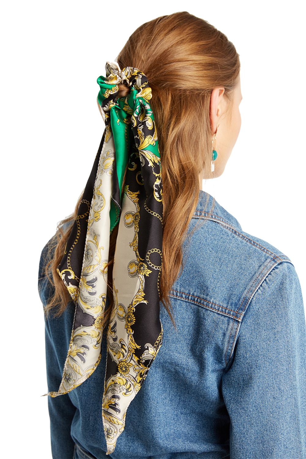 Chain Print Scrunchie Hair Scarf Ladies Accessories Hats Hair