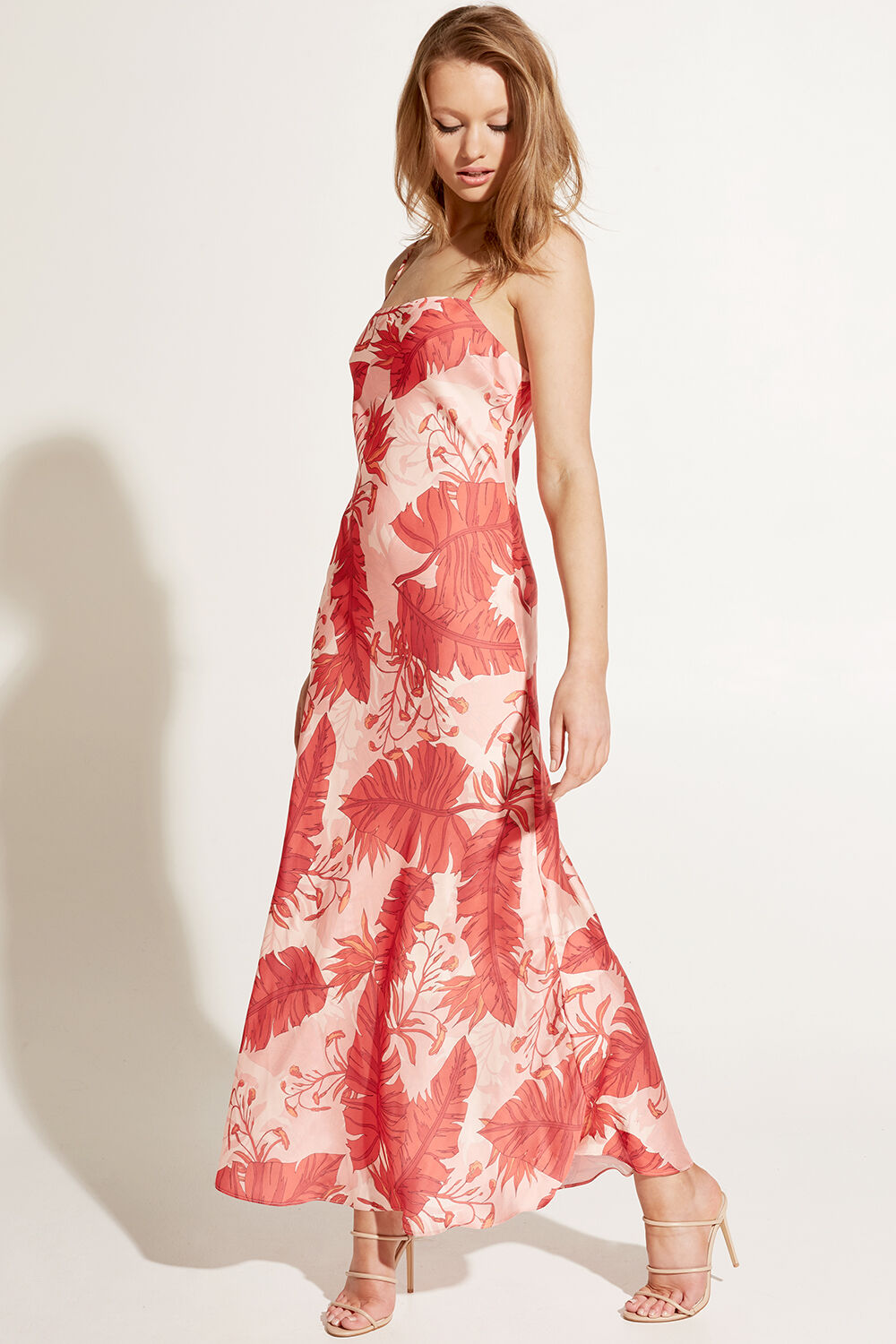 TROPICAL SLIP DRESS in colour MINERAL RED