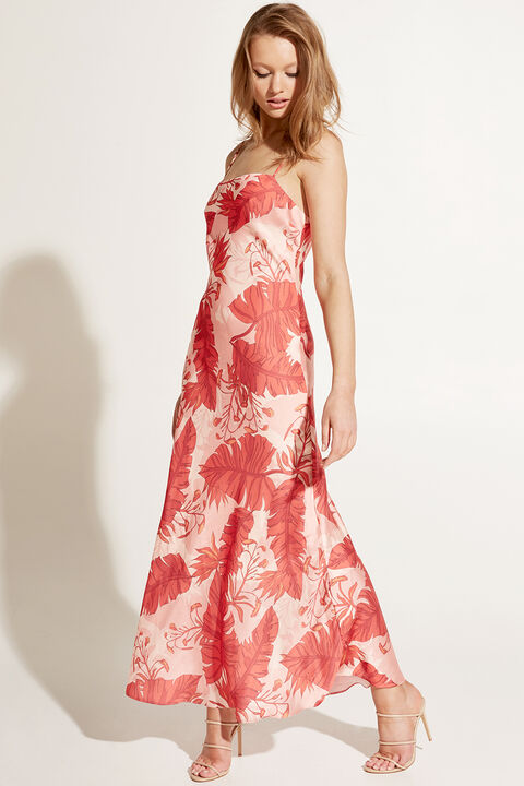 TROPICAL SLIP DRESS in colour MINERAL RED