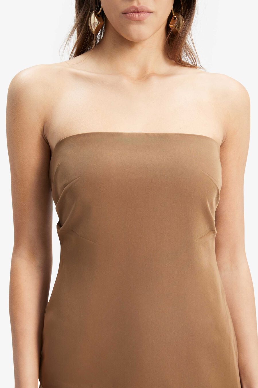 COSMOS STRAPLESS TOP in colour CHOCOLATE