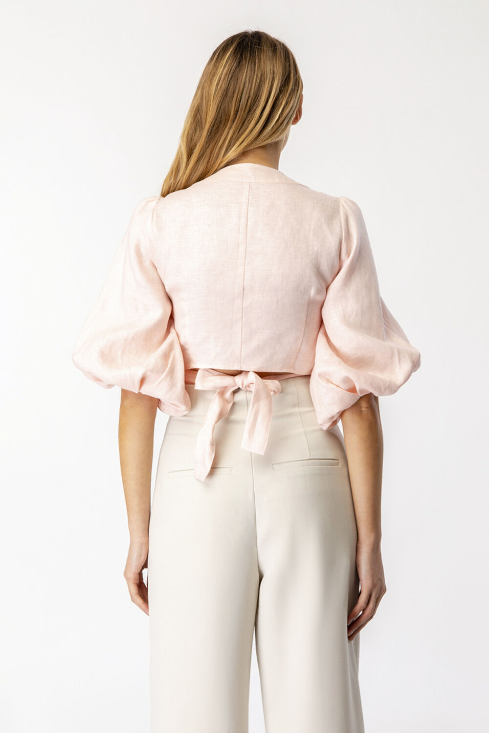 MIKA LINEN TOP in colour SOFT PINK