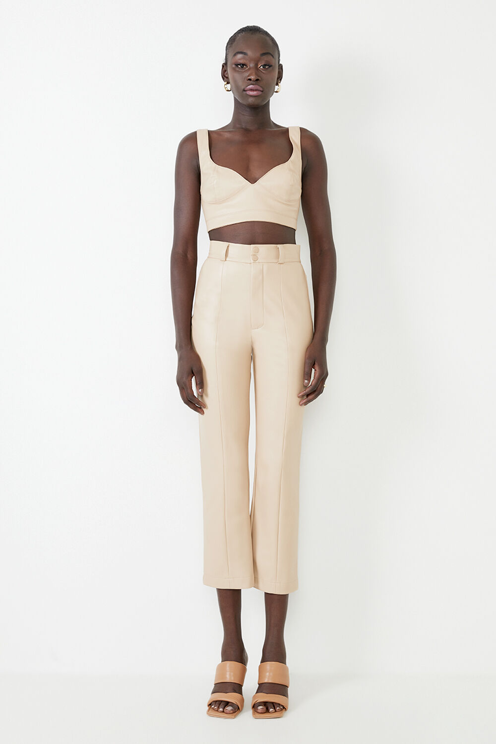 Polly Vegan Leather Pant in Beige | Bardot