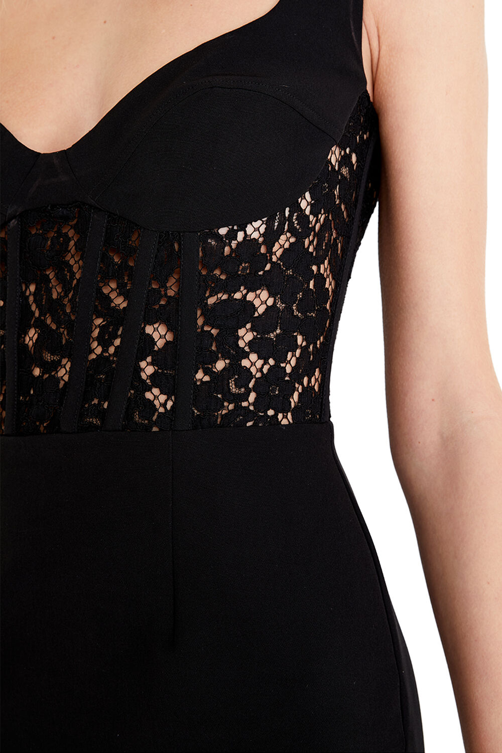 bardot lace corset cocktail dress