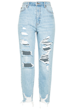 THE MUM JEAN in colour DUSTY BLUE