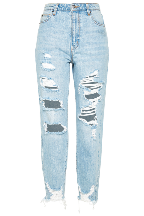 THE MUM JEAN in colour DUSTY BLUE