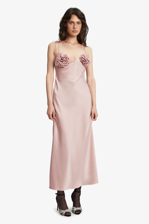 ELETA SATIN MIDI DRESS in colour PALE DOGWOOD