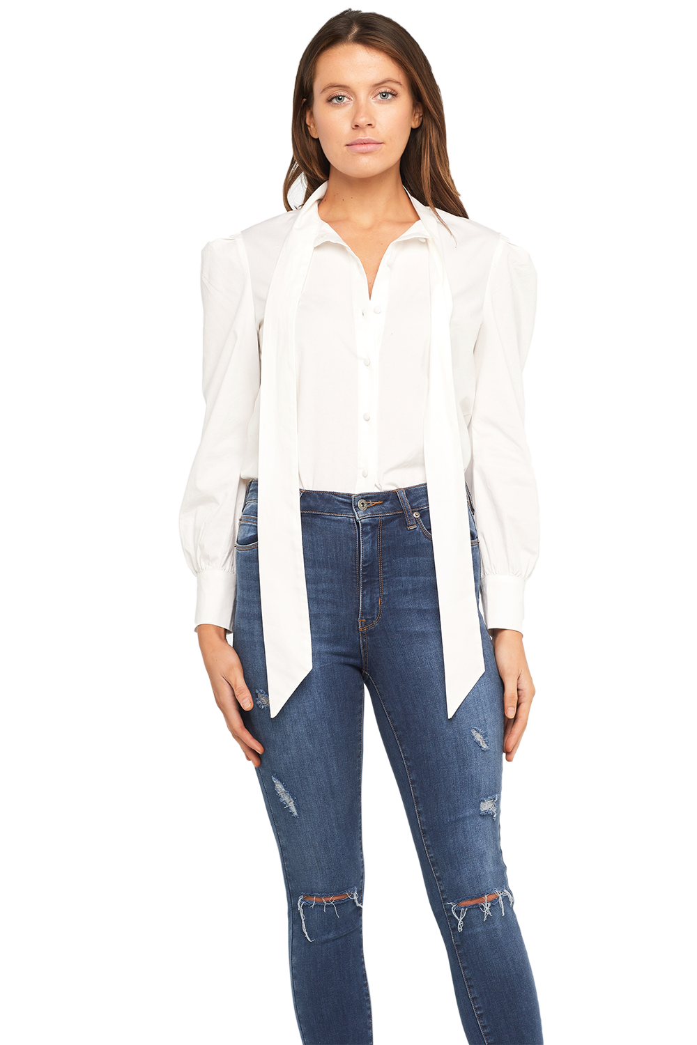 Pussy Bow Shirt in Orchid | Bardot