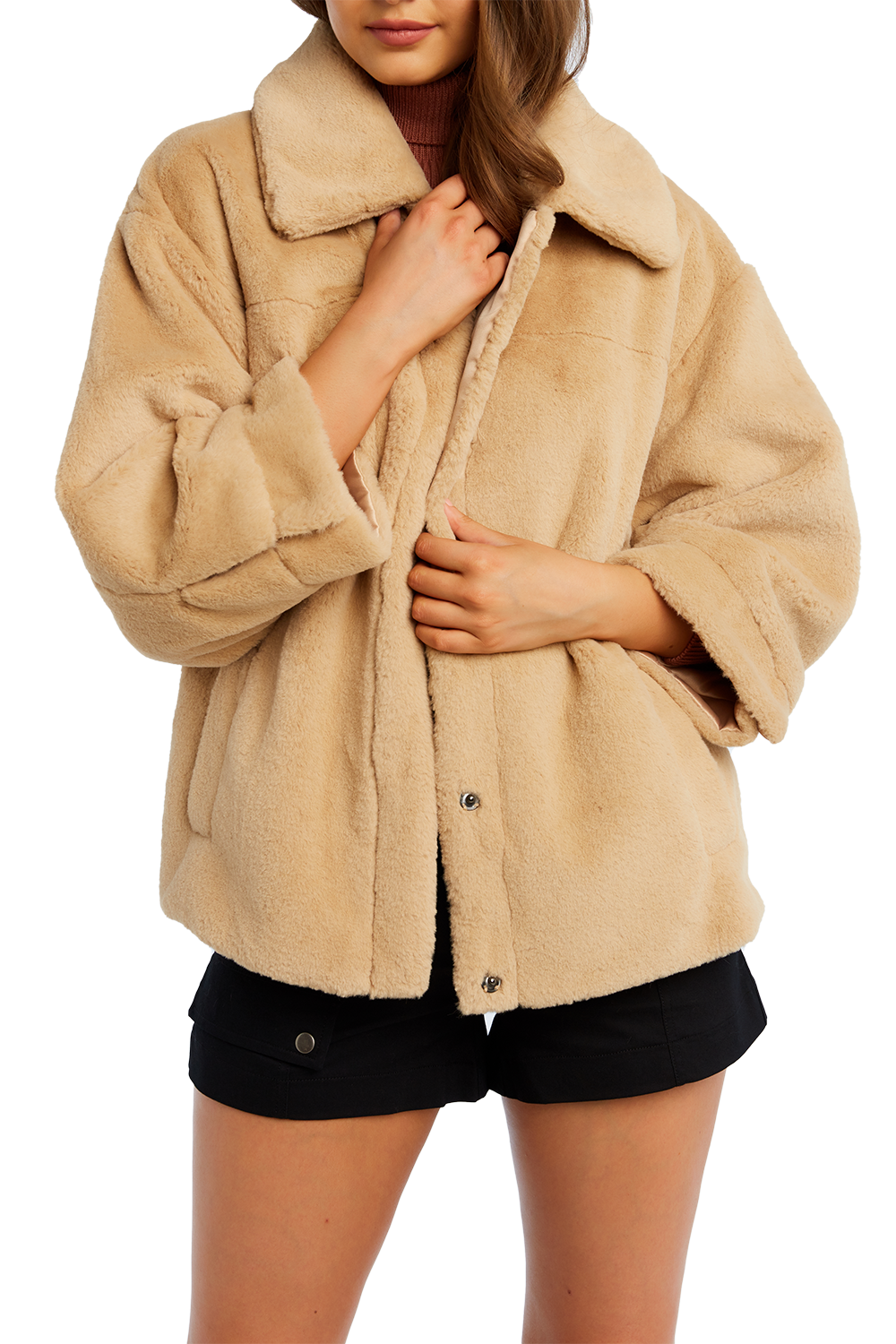 Pia Faux Fur Bomber Ladies Clothing & Jackets & Coats Bardot