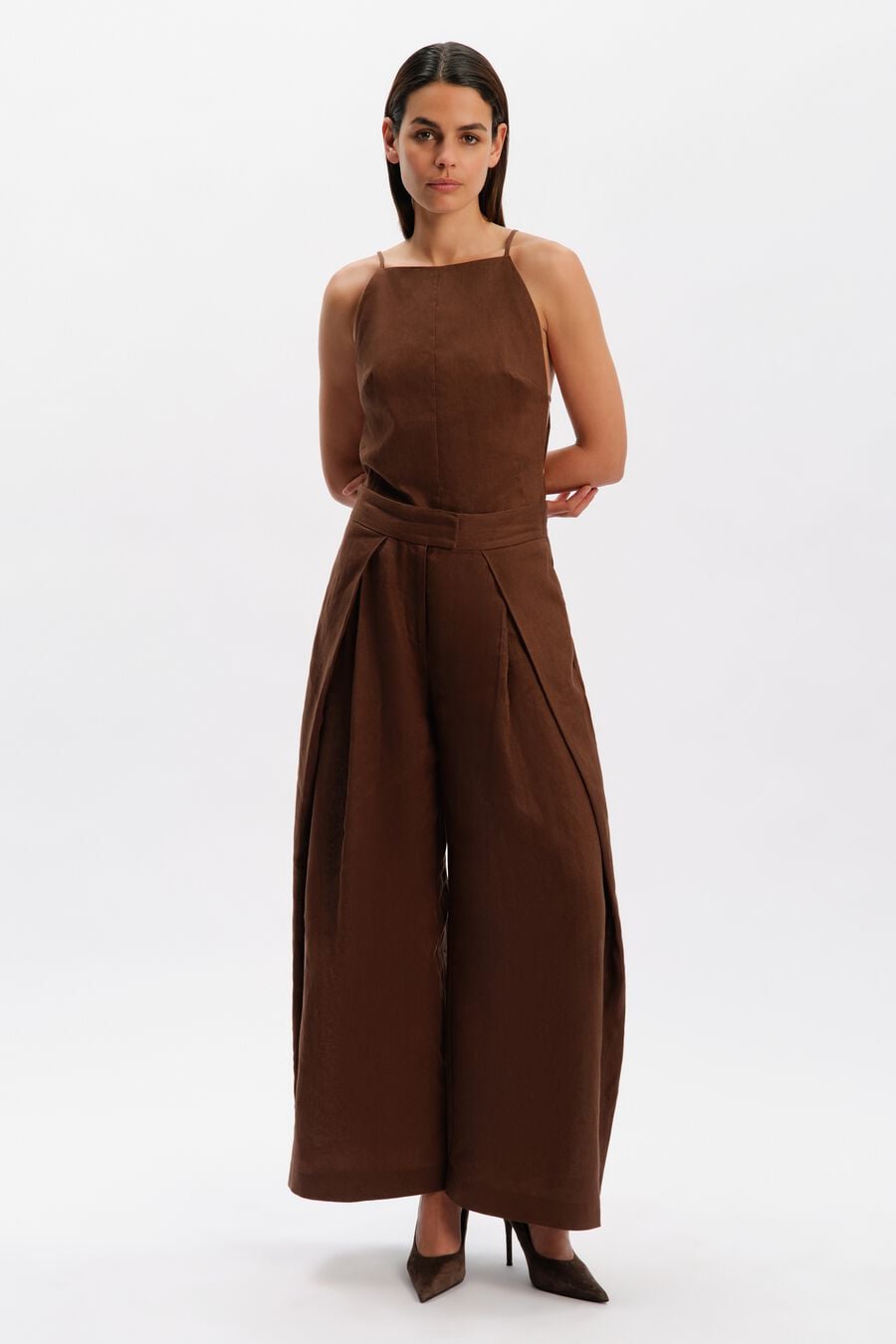 Laurie Pleat Front Linen Pant