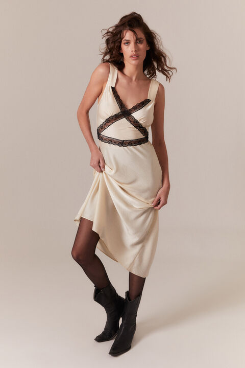 EMORY LACE SLIP DRESS in colour ANTHRACITE