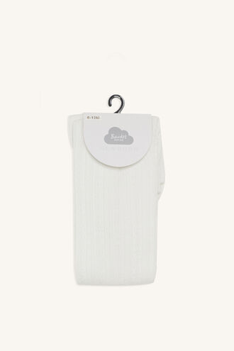BABY COTTON CABLE TIGHTS in colour WHITE ALYSSUM