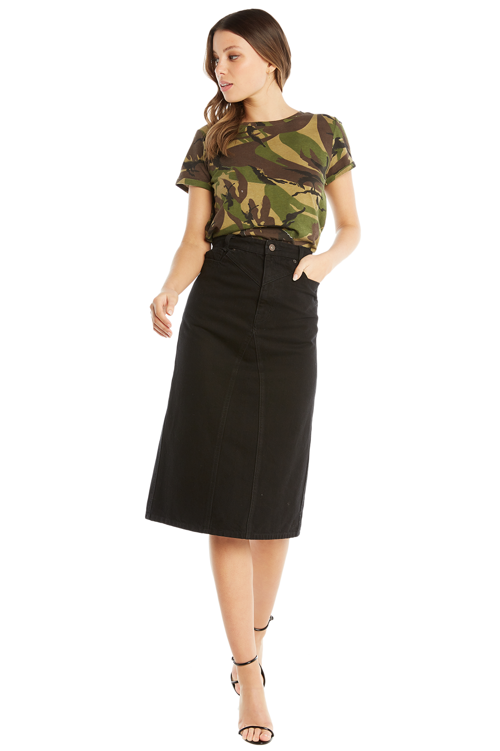 bardot black denim skirt