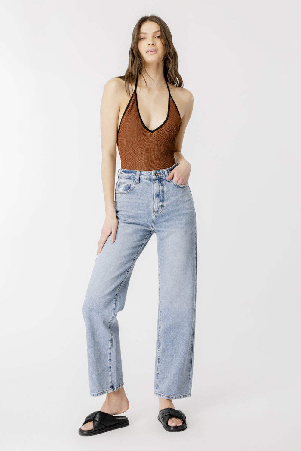 RACHELLE KNITTED BODYSUIT in colour MOCHA BISQUE