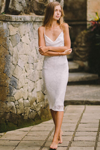 TEMPEST SLIP DRESS in colour CLOUD DANCER