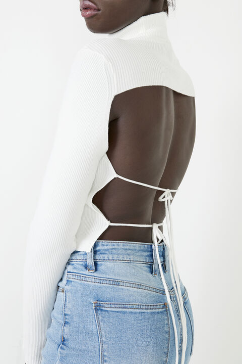BACKLESS KNIT TOP in colour CLOUD DANCER
