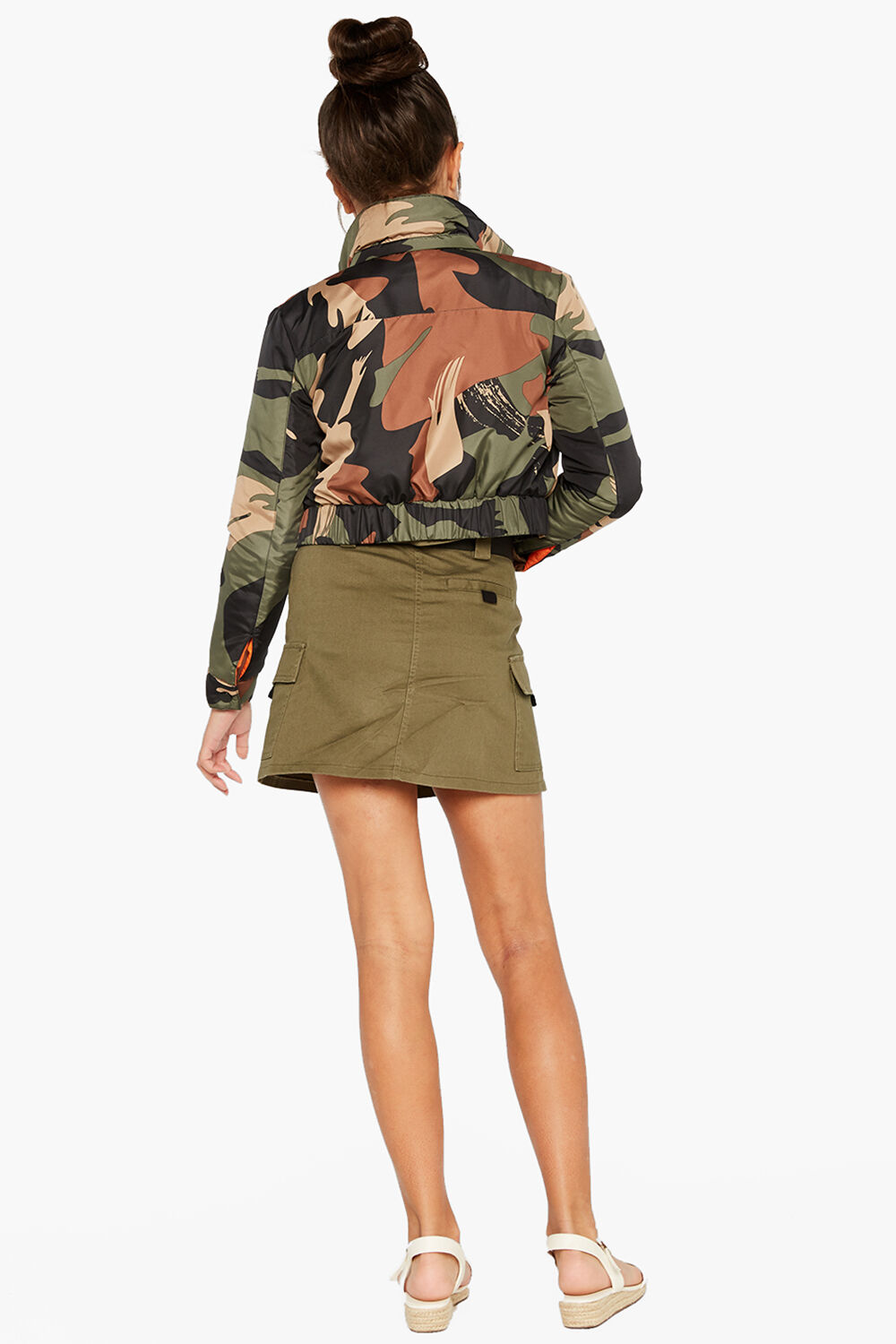 ZELDA CROP BOMBER in colour BURNT OLIVE