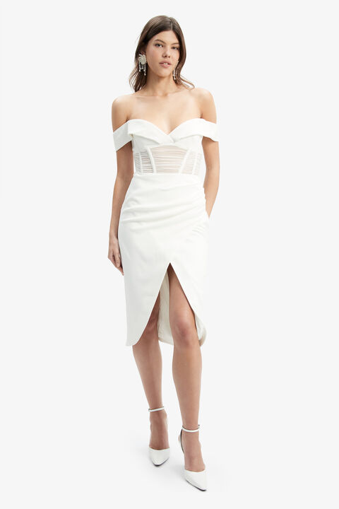 NOVACANE MIDI DRESS in colour BRIGHT WHITE